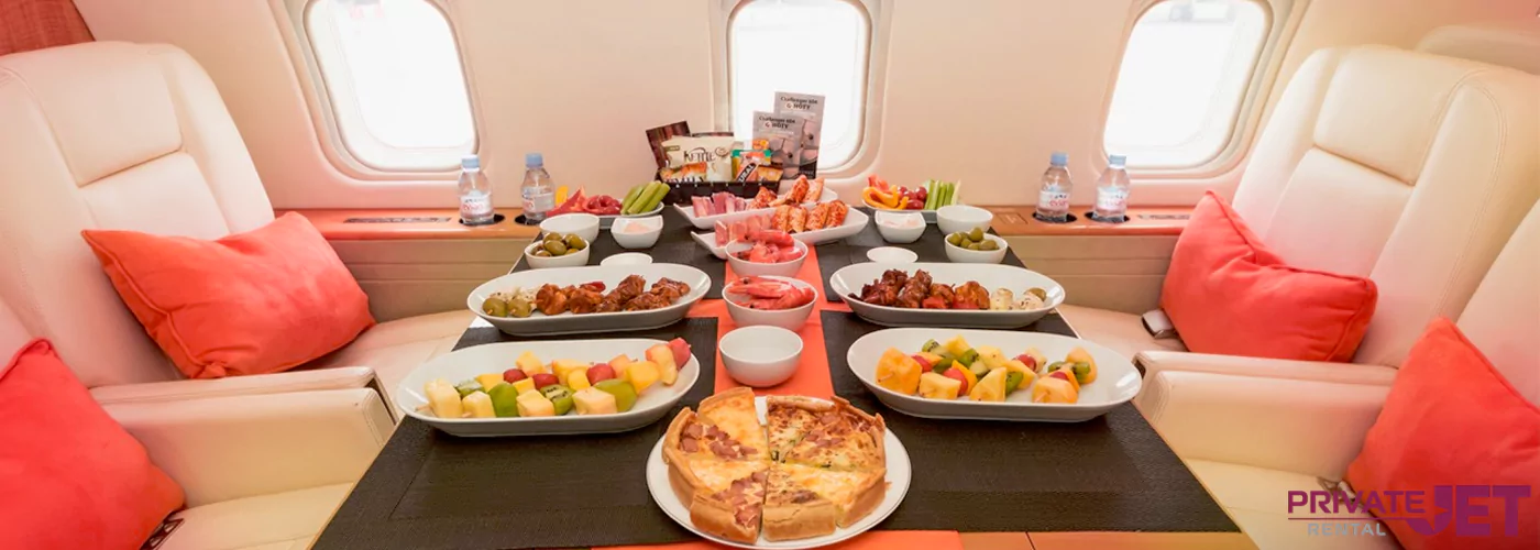 Private jet catering dining area