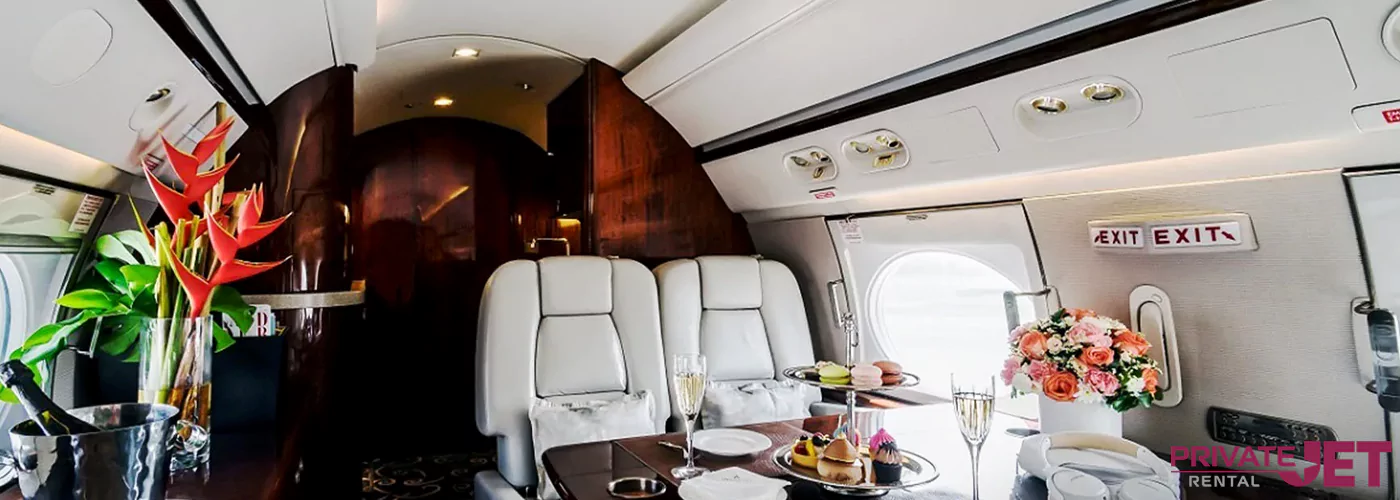 Private jet catering seating area