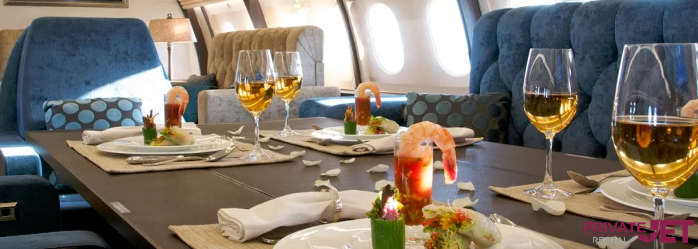 Private jet catering food options